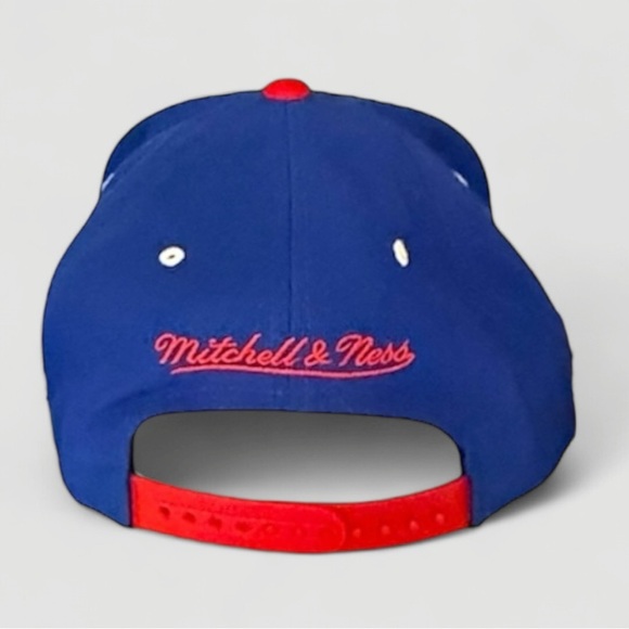 Mitchell & Ness New York Giants Snapback Hat Blue Red Script Adjustable NFL Cap - Picture 4 of 4